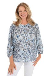 Blue Garden Dolman Sleeve Shirt