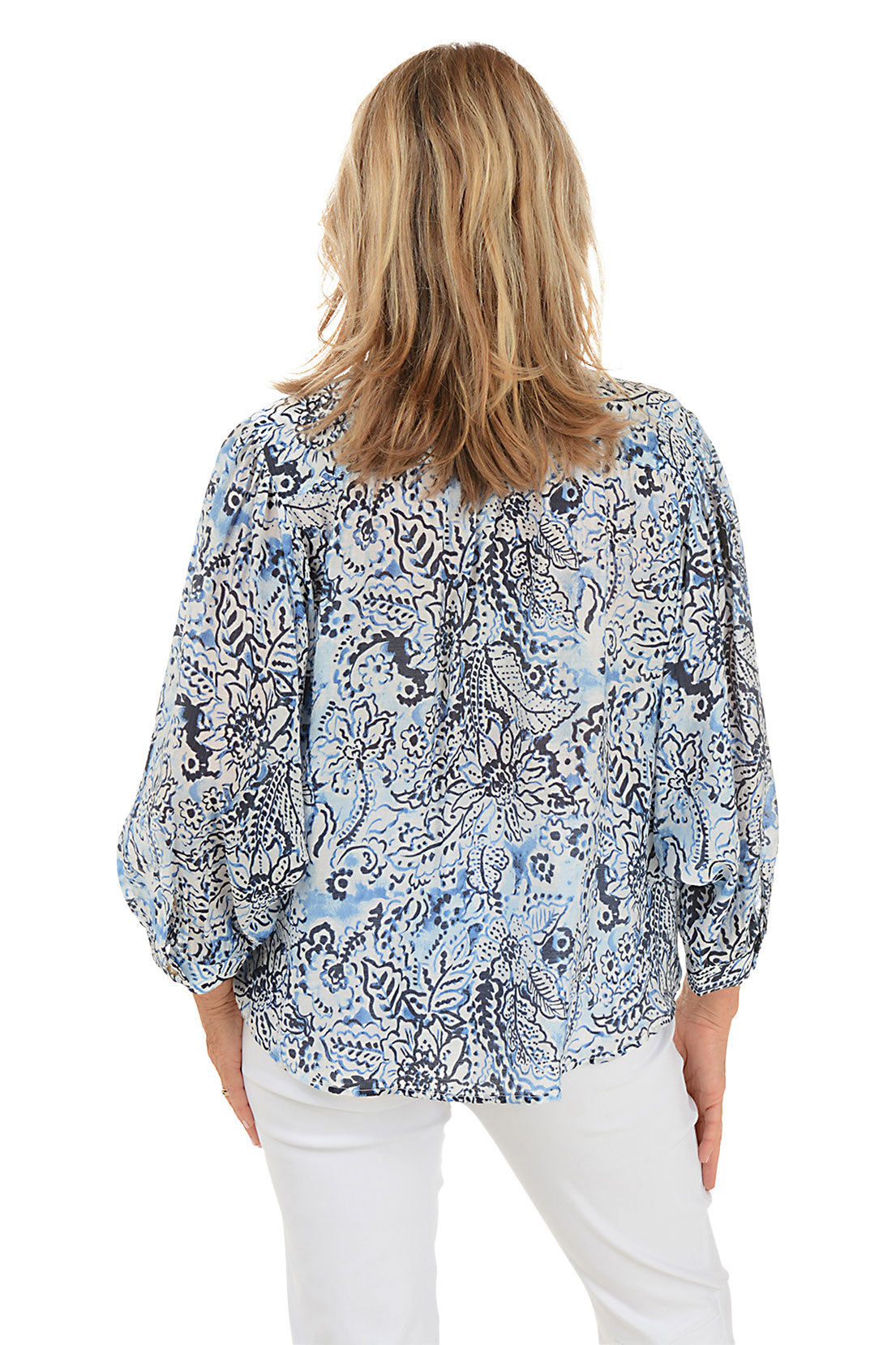 Blue Garden Dolman Sleeve Shirt