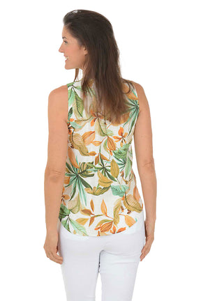 Aloe Leaf Ruffled Neck Sleeveless Blouse