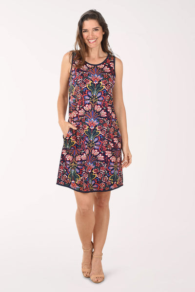 nautical cocktail dress Tribal Nautical Floral Reversible Sleeveless Dress - Nautical