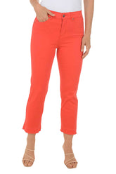 Distressed Hem Denim Ankle Pant