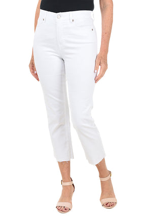Distressed Hem Denim Ankle Pant