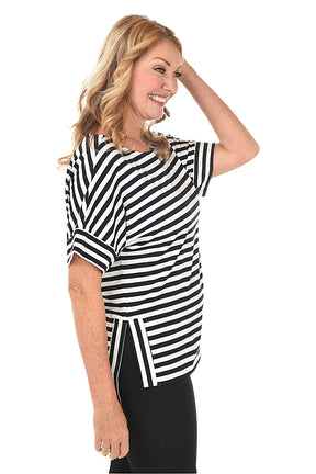 Striped High-Low Boatneck Tee