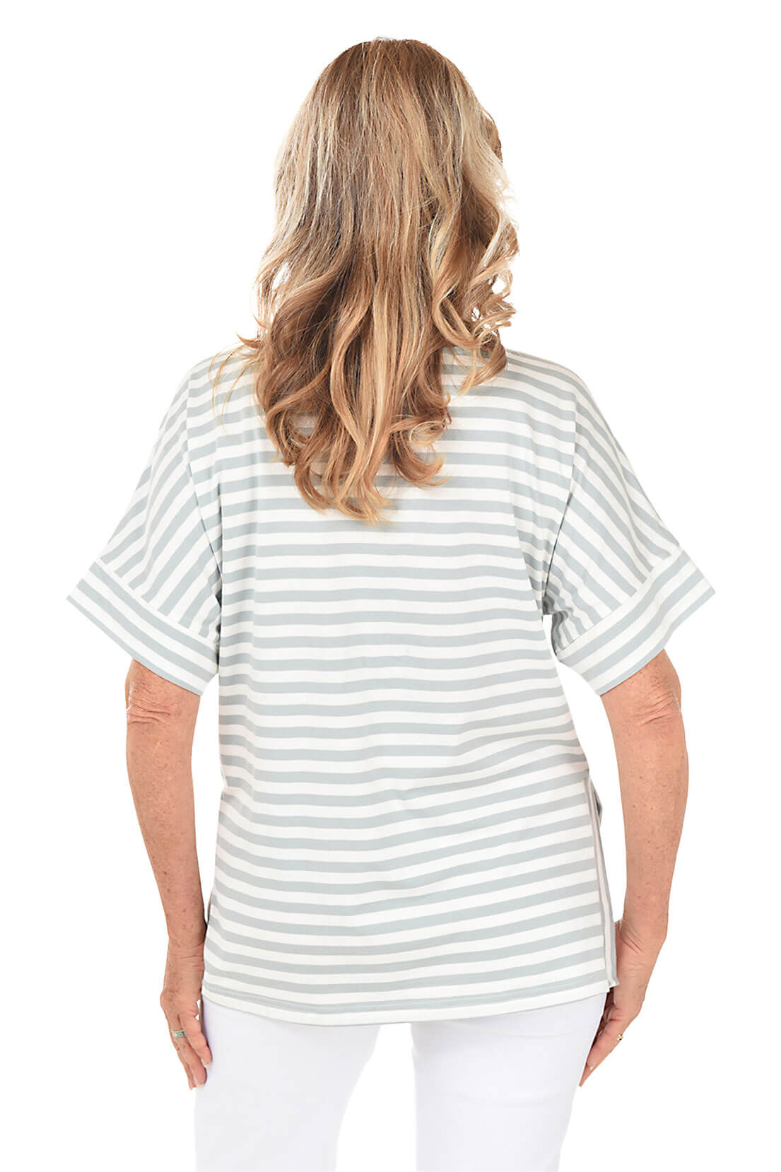 Petite Striped High-Low Boatneck Tee