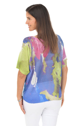 Painted Canvas Short Dolman Sleeve Sweater