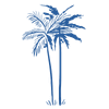Blue palm tree icon on a white background