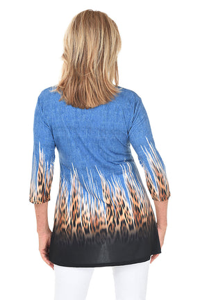 Denim Cheetah Blur Knit Tunic