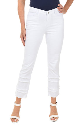 Frayed Tiered Denim Ankle Pant