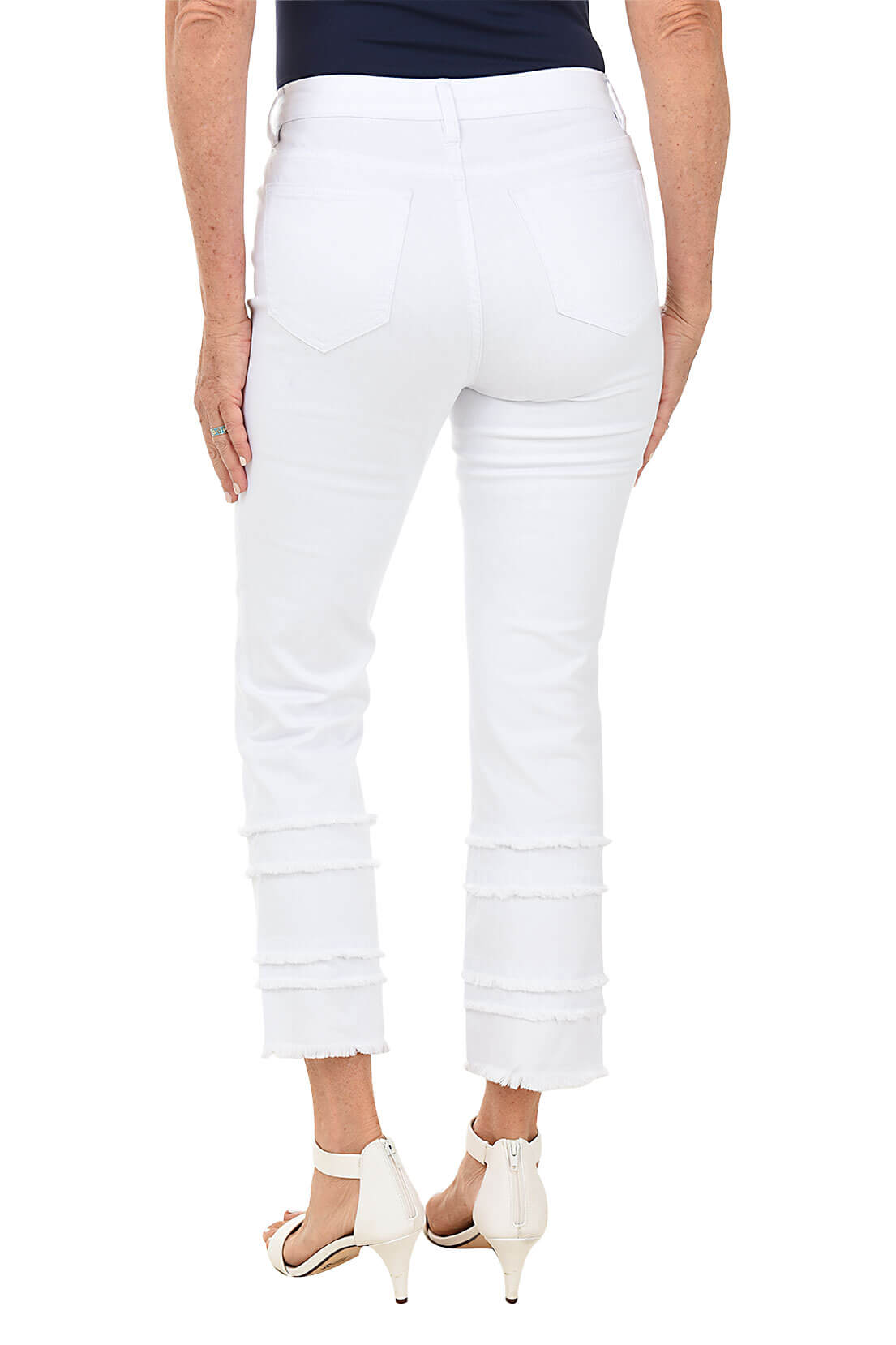 Frayed Tiered Denim Ankle Pant