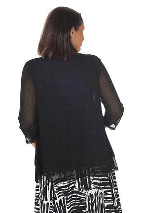 Solid Mesh Layered Cardigan