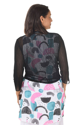 Solid Mesh Tie-Front Shrug