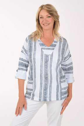 Shadow Stripe Cotton French Terry Hoodie