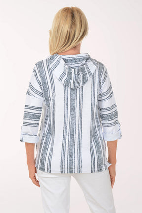 Shadow Stripe Cotton French Terry Hoodie