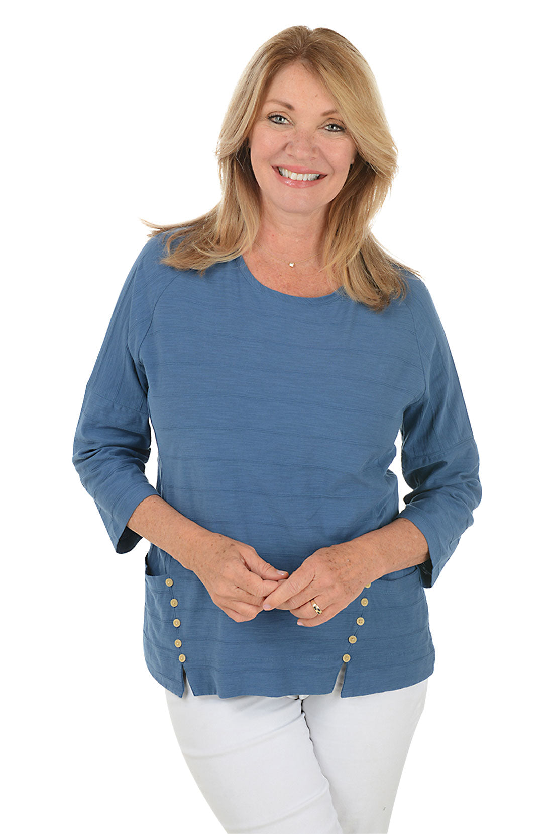 Striped Diagonal Pocket Top