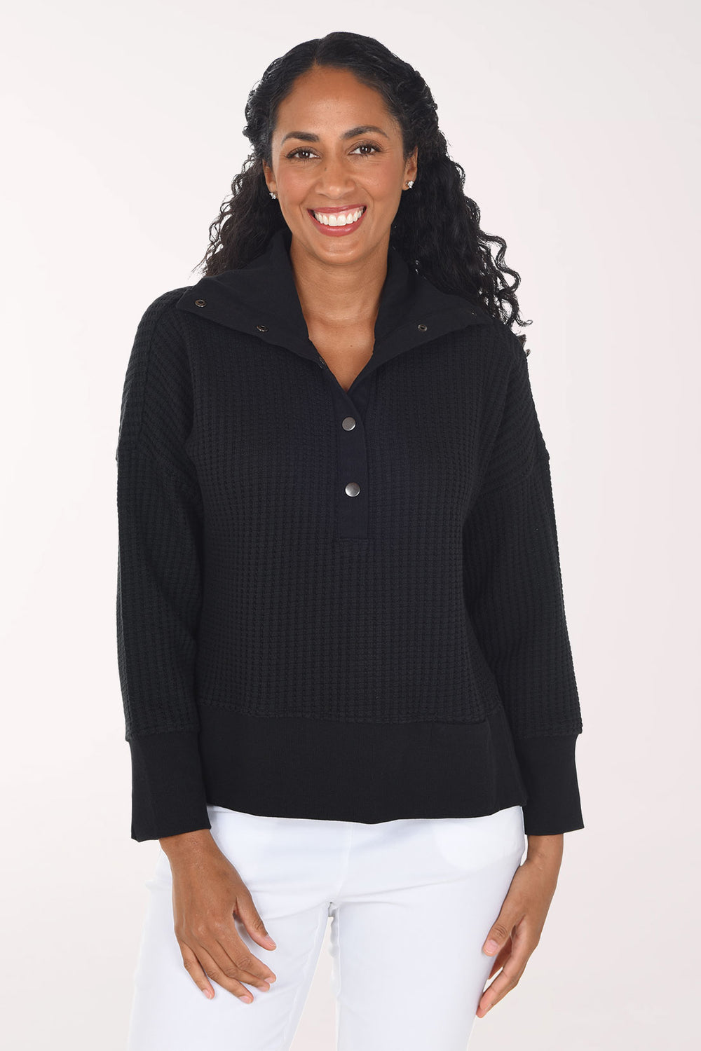 Waffle Knit Henley Top