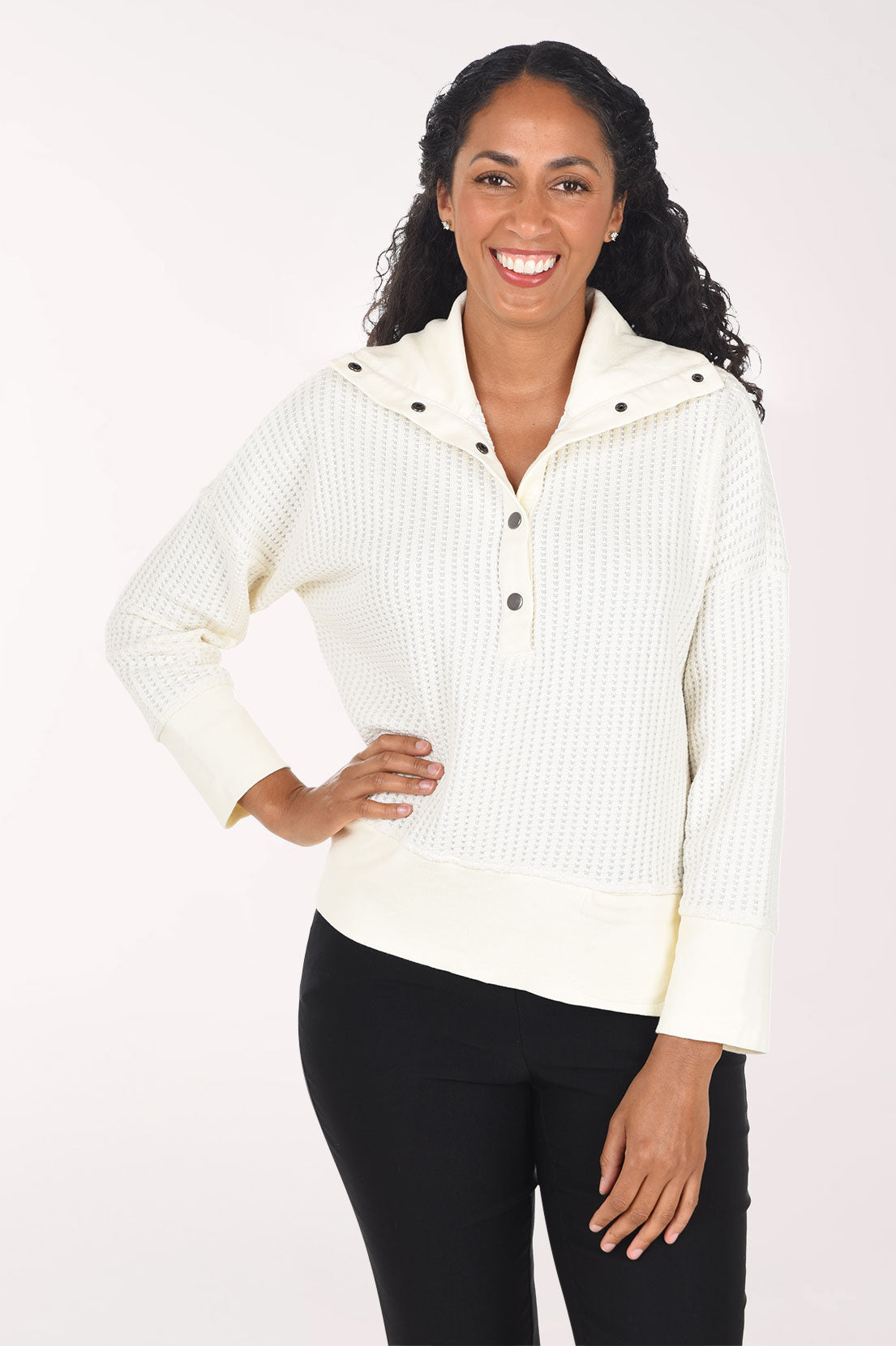 Waffle Knit Henley Top | Wild Palms
