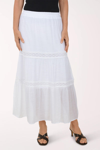 Eyelet Lace Tiered Maxi Skirt | Zac and Rachel