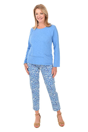 Petite Floral Nebulas Pull-On Ankle Pant