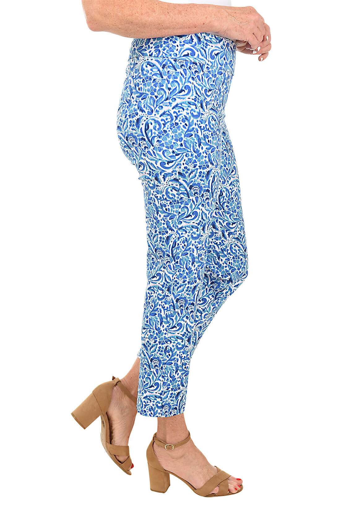 Petite Floral Nebulas Pull-On Ankle Pant