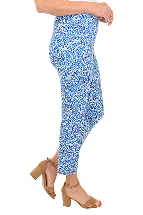 Petite Floral Nebulas Pull-On Ankle Pant