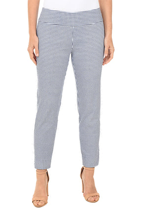 Petite Checkered Pull-On Ankle Pant
