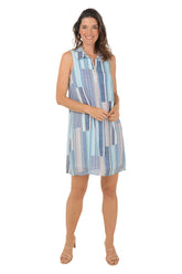 Broken Stripe O-Ring Zippered Sleeveless Dress