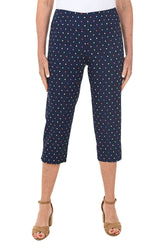Petite Navy Rainbow Dots Pull-On Crop Pant