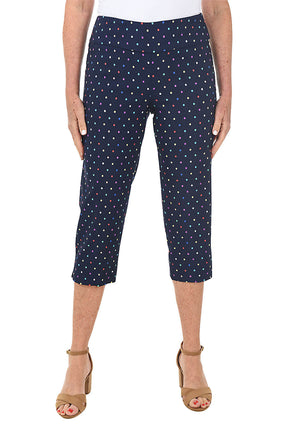 Petite Navy Rainbow Dots Pull-On Crop Pant