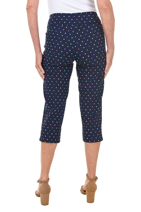 Petite Navy Rainbow Dots Pull-On Crop Pant