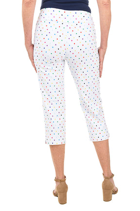 White Rainbow Dots Pull-On Crop Pant
