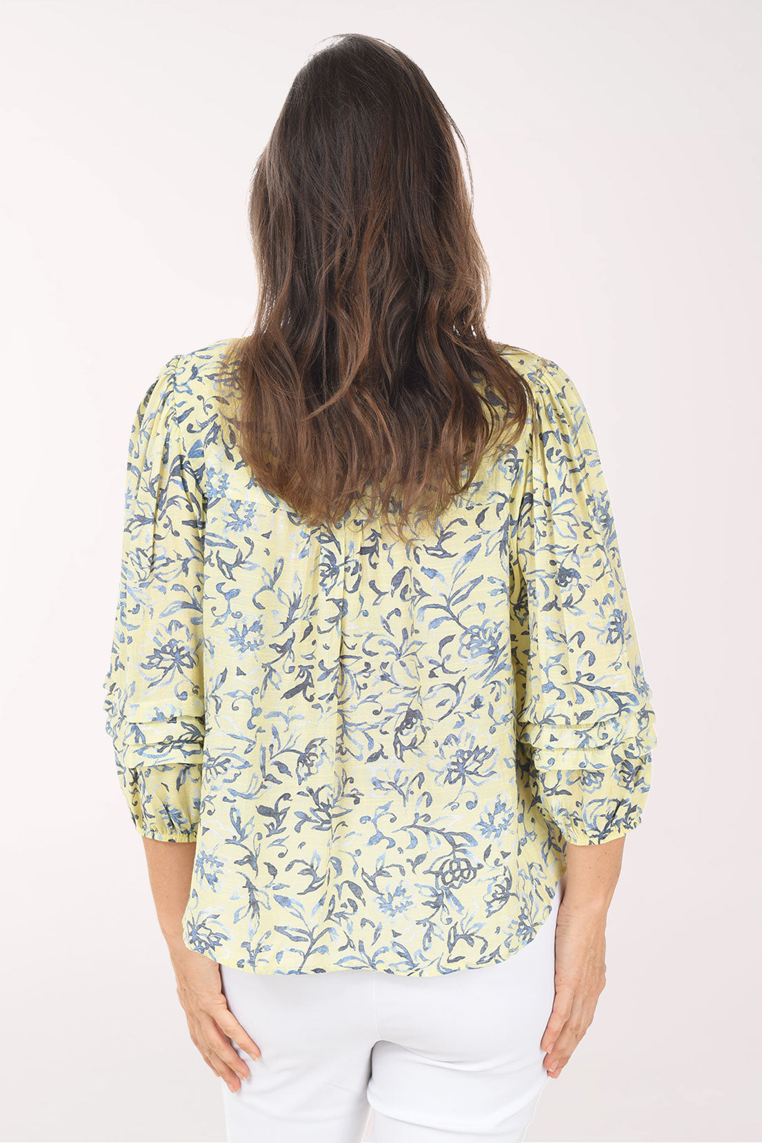 Lemon Floral Pleated Puff Sleeve Blouse | Zac and Rachel