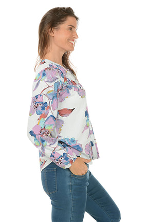 Hibiscus Jacquard Yoke Detail Shirt
