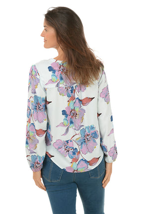 Hibiscus Jacquard Yoke Detail Shirt