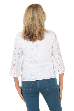 Bell Sleeve Eyelet Fabric Shirt