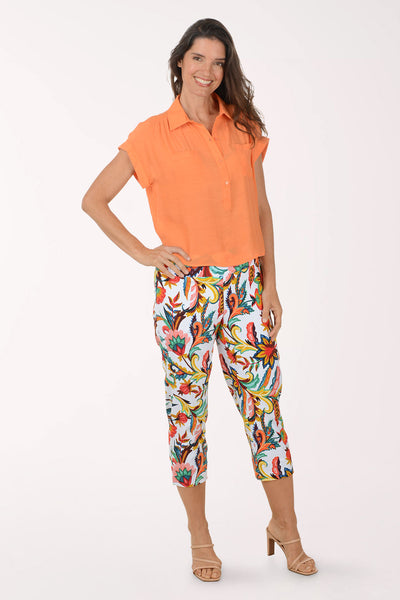 パンツ draw drawers Capri Pants Cherry Floral Pull-On Capri Pant | Zac and Rachel