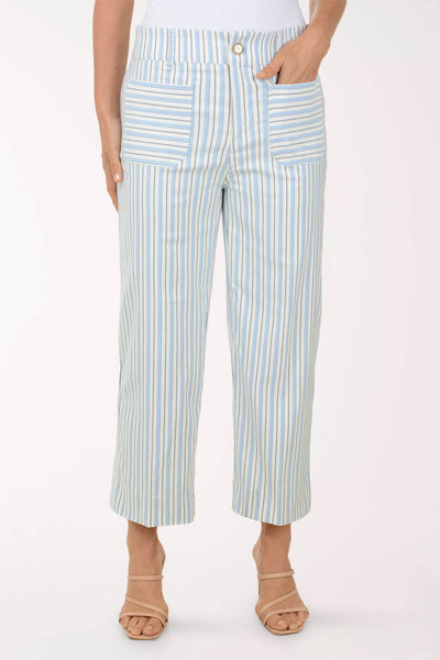 パンツ DONNA STRIPED PANTS Bibiy. Striped Patch Pocket Wide Leg Pant | Zac and Rachel