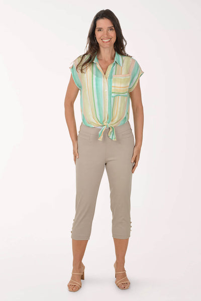 Shell Button Hem Capri Pant | Zac and Rachel