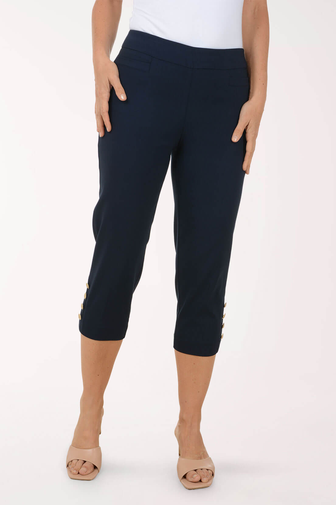 Shell Button Hem Capri Pant | Zac and Rachel