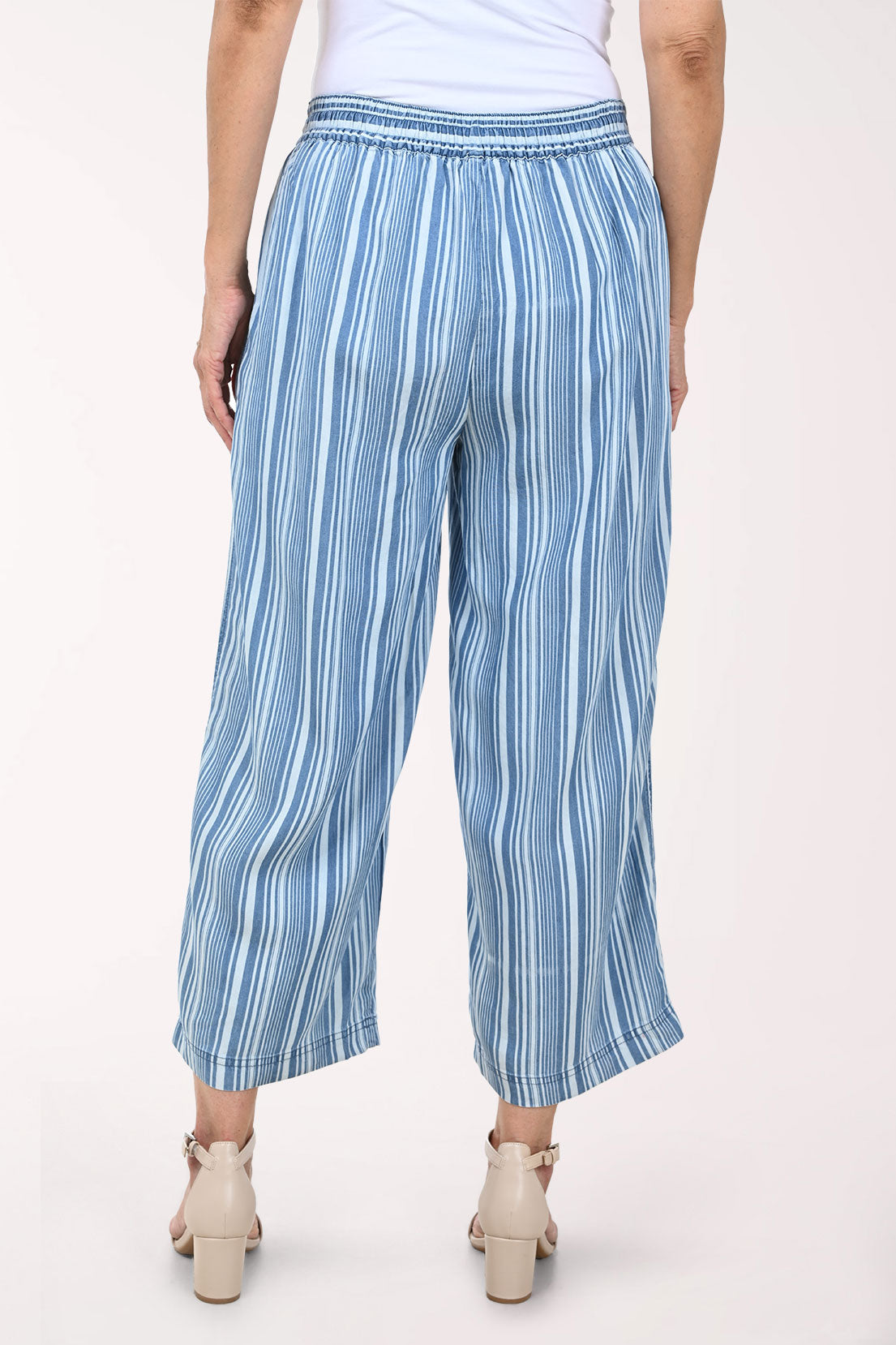 Striped Chambray Tencel Drawstring Pant | Zac and Rachel