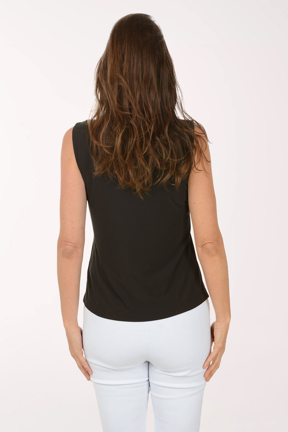 Solid Beaded Neck Sleeveless Top