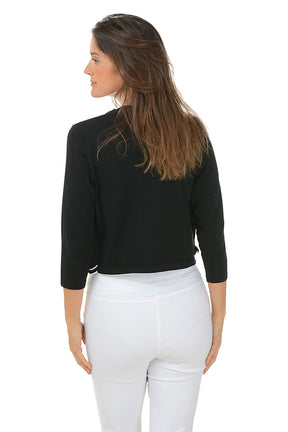 Contrasting Double Scalloped Cropped Cardigan