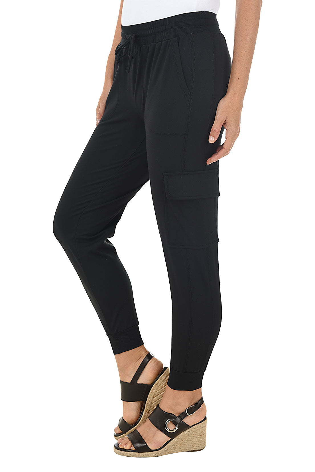Buy Black Regular Tapered Fit Stretch Utility Cargo Trousers