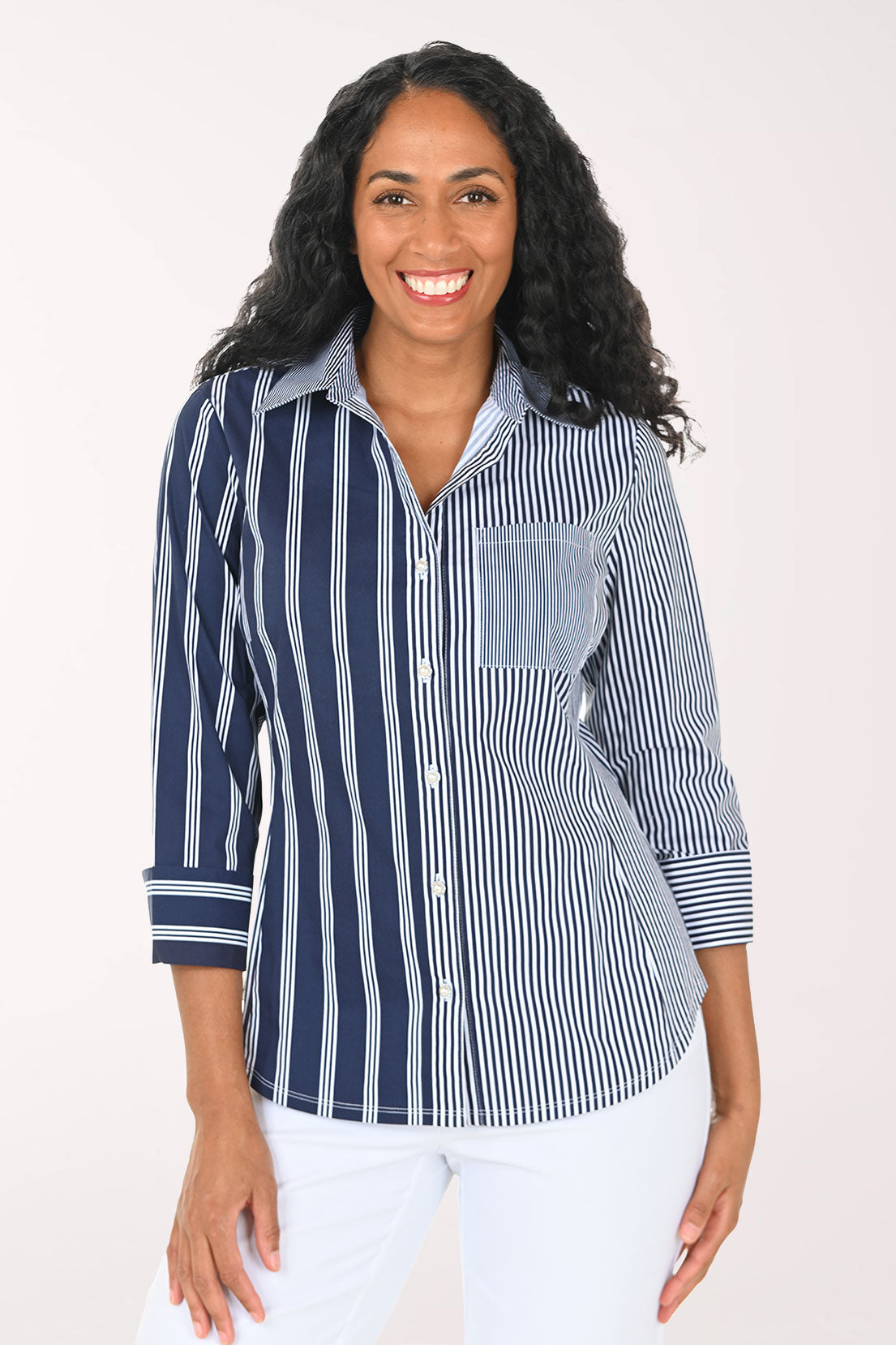 Mixed Stripe Pearl Button Shirt | Zac and Rachel
