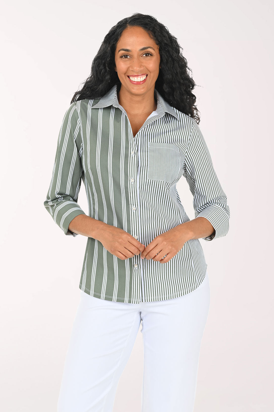 Mixed Stripe Pearl Button Shirt | Zac and Rachel