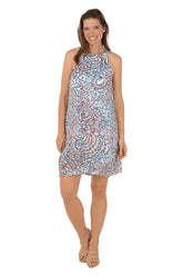 Spotted Swirl Halter Neck Sleeveless Dress