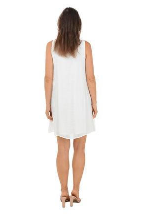 Solid Button Front Sleeveless Dress