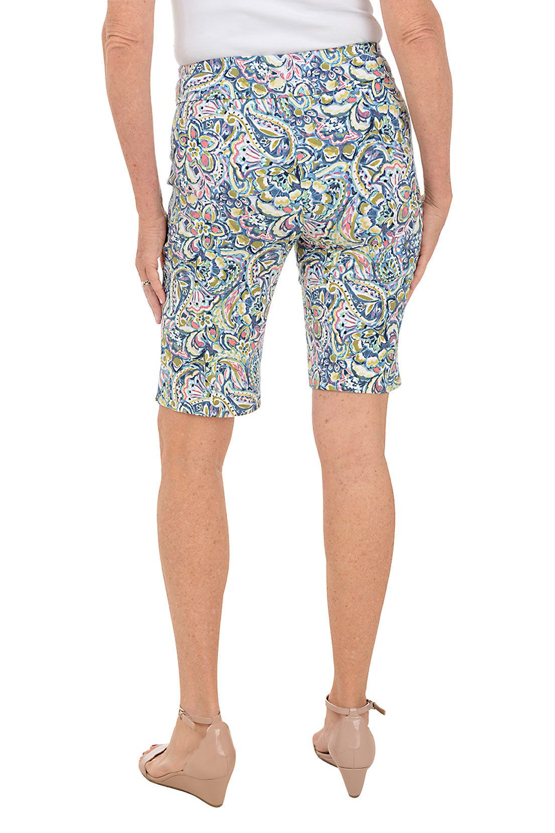 Coral Paisley Pull-On Bermuda Short