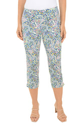 Coral Paisley Pull-On Crop Pant