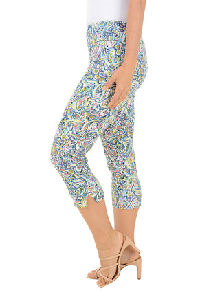Coral Paisley Pull-On Crop Pant