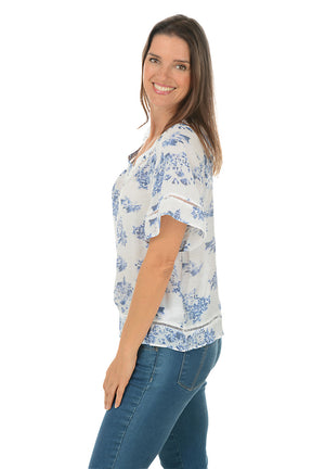 Venice Floral Crochet V-Neck Blouse